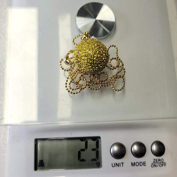 Yellow Glitter Ball Pendant Necklace - Picture 8 of 8